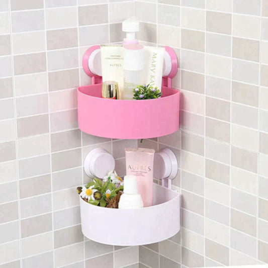 Wall Mount Triangle Shape Unbreakable Plastic Corner Shelf Basket Shower Caddy Rack Storage Shelves Shampoo Holder for Bathroom Kitchen (Random Color) - Each