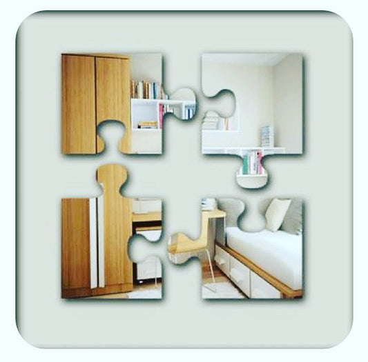 Wall Mirror Frameless Puzzle Design Makeup Mirror