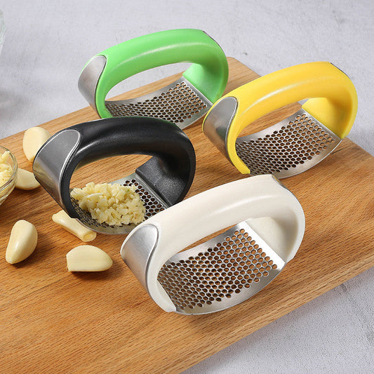 Manual Garlic Press Stainless Steel Handheld Ginger Garlic Curve Mincer Chopping (Random Color)