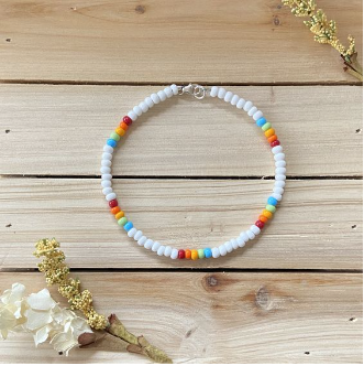 Girls Beaded Anklet, Colorful Anklet, Seed Bead Anklet, Ankle Bracelet, Beach Anklet