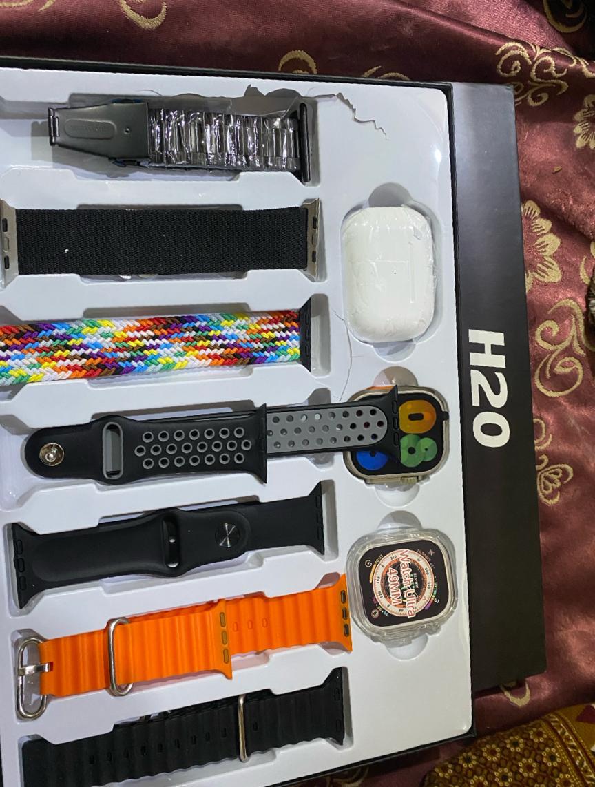 H 20 Smart Watch with Airpods (Along with 7 Stripes + Watch Cover + 2 Chargers)